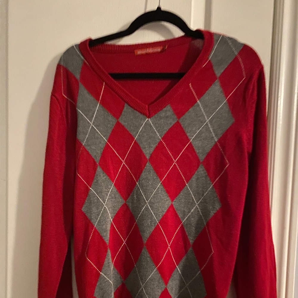 Red Argyle sweater